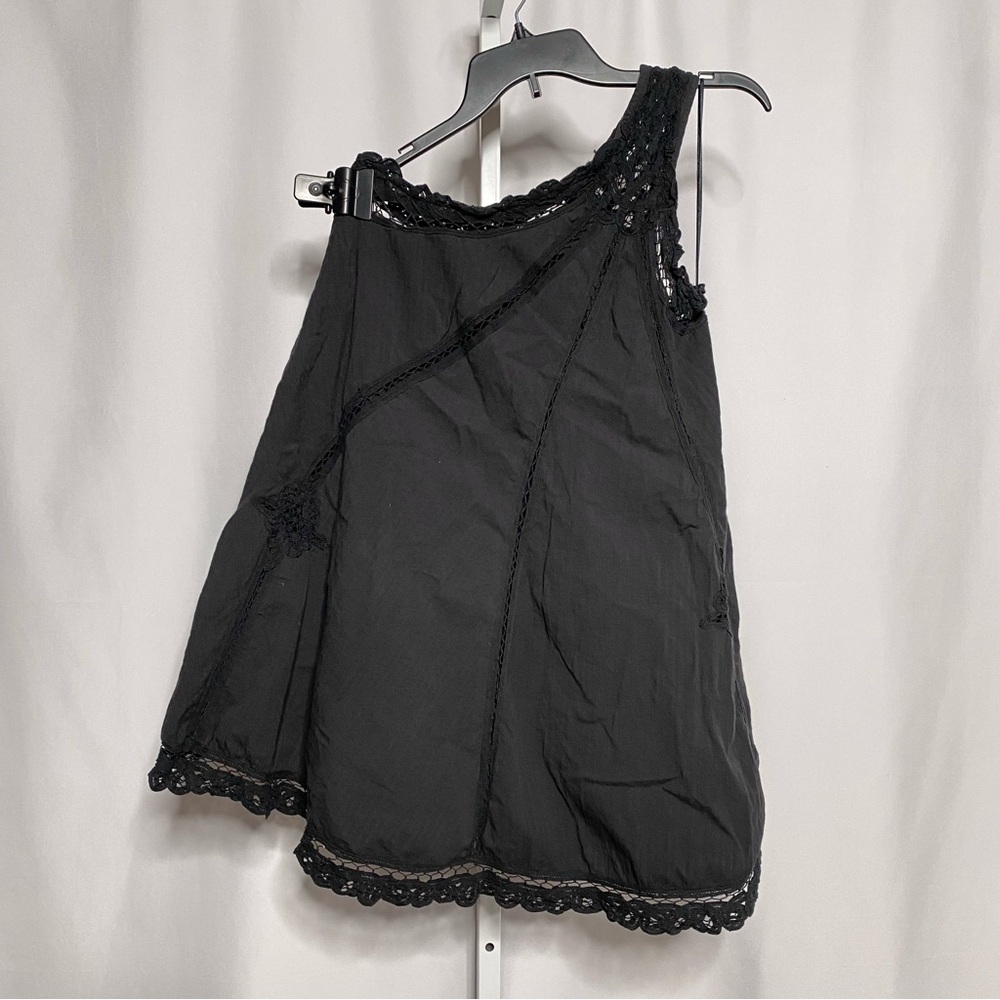 Free People Lace Trim One Shoulder Mini Dress Black • XS - Picture 3 of 8
